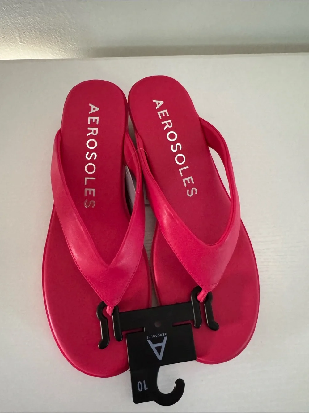 AEROSOLES Hot Pink Wedge Thong Sandals